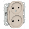 FLITE Розетка 2-местная без заземления без защитных шторок безвинтовое крепление 10А РС02-1-ФлЛ льняной IEK FI-R20-10-1-K88