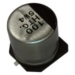 EEETG1J100P, Конденсатор алюминиевый электролитический 10мкФ 63В ±20% (8 X 6.2мм) для поверхностного монтажа 2.2 Ом 55мА 1000час 125°С автомобильного применения лента на катушке