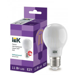 Лампа LED A60 шар матов. 11Вт 230В 4000К E27 серия 360° LLF-A60-11-230-40-E27-FR