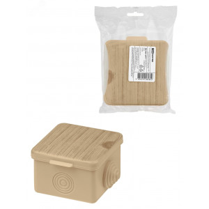 Распаячная коробка ОП 65х65х50мм, крышка, "ЭКО" (сосна), IP54, 4вх. инд. штрихкод SQ1401-0711