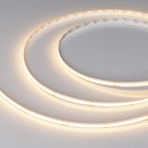 Лента COB-X480-8mm 24V Warm3000 (8 W/m, IP20, CSP, 5m) 039059, Светодиодная лента COB-X480, открытая IP20. Светодиоды CSP, 480 шт/м (2400 шт на 5 м), белая плата, ширина 8 мм, скотч 3М. Цвет ТЕПЛЫЙ 3000K, цветопередача CRI>90, угол 180°. Питание 24 В, мощность 8 Вт/м (40 Вт на 5 м). Размеры 5000х8х1.8 мм. Мин.отрезок