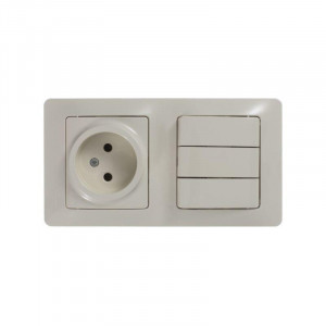 Блок комбинированный Glossa (розетка + 3-кл. выкл.) беж. SE GSL000276