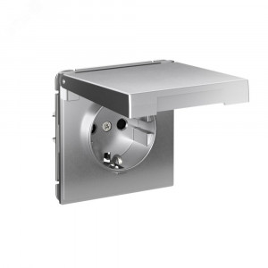 ARTGALLERY РОЗЕТКА с заземл. со шторк. с крышк., 16А, IP20,  механизм, быстрозажимные клеммы, алюминий GAL000346S