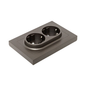 Механизм розетки двойной, 16А, с заземлением, без шторок, с рамкой, мокко Эпика EKF UP1-SOM-210