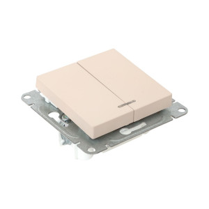 Механизм выключателя, двухклавишный, с подсветкой, кремовый Эпика EKF UP1-SWI-24