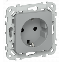 FLITE Розетка с заземлением без защитных шторок безвинтовое крепление 16А РС11-1-ФлС серый IEK FI-R11-16-1-K03