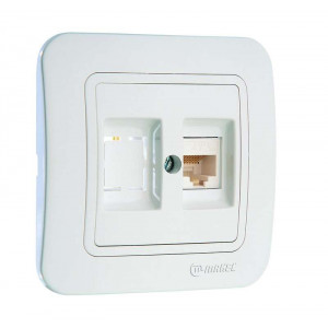 Розетка компьютерная 2-м СП Lillium 16А IP20 кат.5E + гнездо бел./бел. 70035