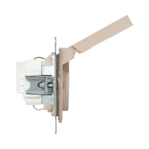 Механизм розетки, 16А, IP44, с заземлением, со шторками, c крышкой, кремовый Эпика EKF UP1-SOI-111-44