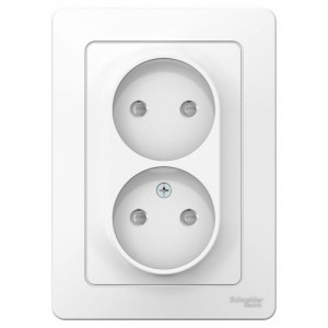 Розетка 2-м СП Blanca 16А IP20 250В без заземл. защ. шторки бел. SE BLNRS000121