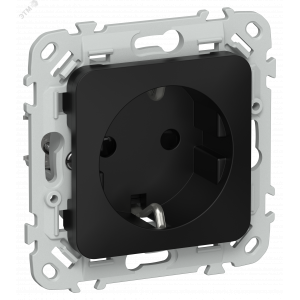FLITE Розетка с заземлением с защитными шторками 16А РСш11-0-ФлЧ черный IEK FI-R14-16-K02