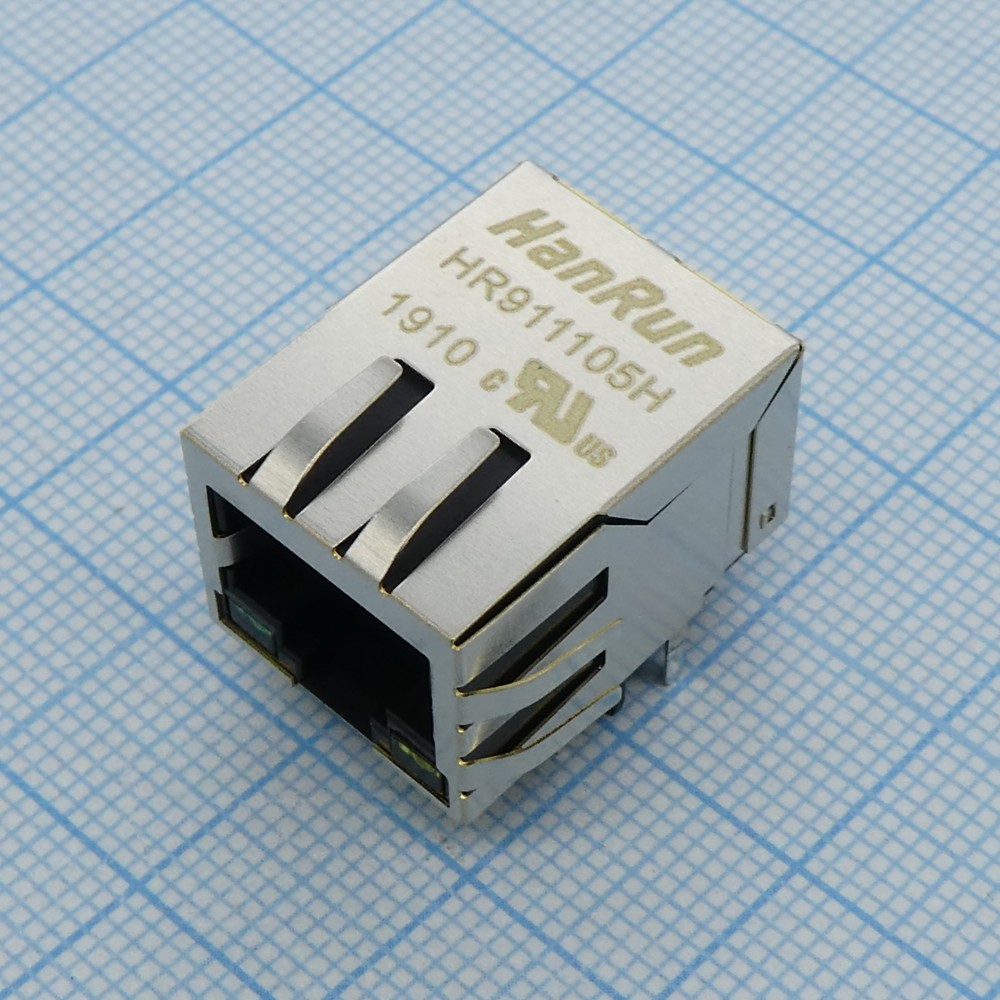 Изображение товара Разъем RJ45 HR911105H с LED-индикаторами для Ethernet сетей