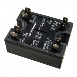 H12D4825DE, Реле твердотельное для коммутации переменного тока 530В 25А, вход DC 32В 15мА, изоляция 4кВ, схема перехода через ноль, нормально разомкнутое, -40...80°C