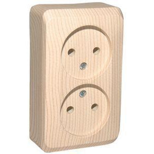 Розетка 2-м ОП Этюд Дача 16А IP20 250В без заземл. без защ. шторок сосна SE PA16-005D