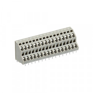 Клемма 8291 EFK/16/32, Клемма, 2 этажа, подвод кабеля 45 град., на плату, шаг: 5.08 мм, 32 полюса, фиксация провода пружинная, исполнение: без маркировки, 250V, 12A, цвет: серый