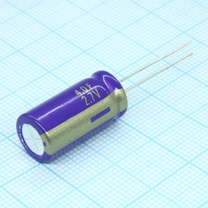 EECHL0E405, Ионистор стандартный 4Ф 2.7В ±20% (10 X 20мм) шаг радиальных выводов 5мм алюминиевый цилиндрический корпус 0.05Ом 2000час 70°С россыпь