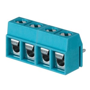 TB002V-500-04BE, Фиксированные клеммные колодки Terminal block, screw type, 5.00 , vertical, 4 poles, CUI Blue, slotted screw, PCB mount