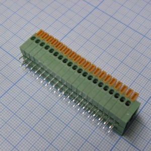 DG141R-2.54-20P-14-00A(H), Нажимной безвинтовой клеммный блок 20 контактов. Зажим типа торцевой контакт. Серия DG141R-2.54