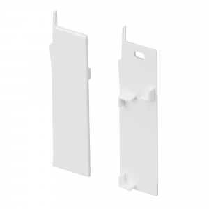 Заглушка PLINTUS-H73-F WHITE 043598, Пара заглушек (правая - с отверстием, левая - без отверстия) для профиля PLINTUS-H73-F белого цвета. Материал пластик.  В комплекте 2 шт., цена за 1 комплект.