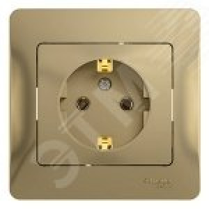 Розетка 1-м СП Glossa 16А IP20 с заземл. в сборе титан SE GSL000442