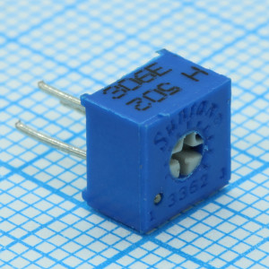 TSR-3362H-502R, Потенциометр однооборотный керметный 5кОм 0.5Вт PC PIN