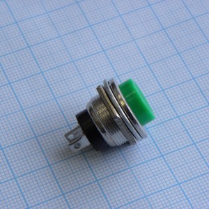 DS-212 зеленый, кнопка без фиксации, на замыкание(нормально разомкнута), диаметр посадочного отверстия 16-17мм