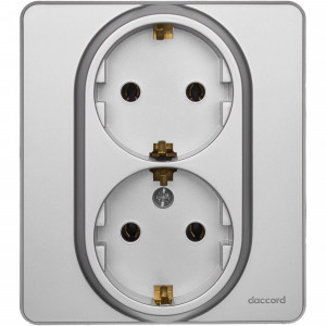 Розетка Inspiria 16А 250В 2х2P+E немецк. стандарт алюм. Leg 673752