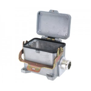 Закрытое основание разъема 70.344.4835.1, Основание разъема на панель, закрытое, типоразмер 48B, с уплотнителем, 1 отверстие с резьбой для кабельных вводов M40x1,5, с левым расположением, с одной защелкой, с защитной крышкой, материал корпуса: алюминиевый сплав