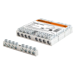 Шина "N" нулевая 6х9мм 8/1 (8 групп/крепеж по центру) никелированная SQ0801-0303