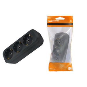 Колодка розеточная 3 гнезда 2П+3 16А 250В черная SQ1806-0113