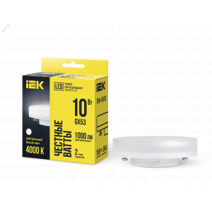 Лампа светодиодная Eco 10Вт T75 таблетка 4000К нейтр. бел. GX53 230В IEK LLE-T80-10-230-40-GX53