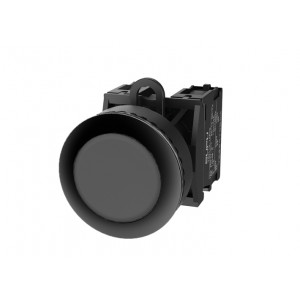 Кнопка плоская (черная) TS2530-0AM60-R20, Кнопка круглая плоская, без блокировки, без подсветки, утопленное пластиковое переднее кольцо, с плавным нажатием, с контактной группой 2NO, диаметр головки кнопки 36 мм, диаметр посадочного отверстия: 22 мм, цвет: черный