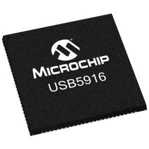 USB5916-I/KD, ИС, интерфейс USB USB3.1, Gen 1/ 5 Gbps, 6 port Smart Hub/ Feature Controller,  USB C Mux, USB Type C port for Upstream, 1 Type C port for Downstream