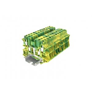 Заземляющая клемма TU4-4-PE, Заземляющая клемма, 4 точки подключения, тип фиксации провода: винтовой, номинальное сечение: 4 мм кв., ширина: 6,2 мм, цвет: желто-зеленый, тип монтажа: DIN35