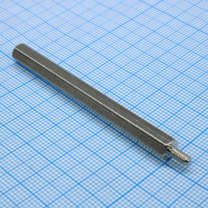 H-L6000-6600-5-03-1N1W, Стойка латунная никелированная для печатной платы, шестигранная, М3, 60мм, отверстие-винт