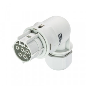 Розеточный разъем на кабель RST20I5S B1 YR1 GL, Розеточный разъем на кабель диам. 6-10 мм, угловой 90 гр., IP68(69k), 5 полюсов, угловой 90 гр., винтовая фиксация провода, номинальные характеристики: 250/400V, 20A, цвет контактной вставки: белый, цвет корпуса: белый, серия RST Classic