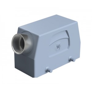 Крышка разъема 70.350.1635.2, Крышка разъема на кабель, типоразмер 16B, без уплотнителя, 1 отверстие с резьбой для кабельных вводов M25x1,5, с резьбовым удлинителем, с боковым расположением, без защелок (упоры для двух защелок), материал корпуса: алюминиевый сплав