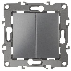 12-1104-12 Выключатель двойной, 10АХ-250В, IP20, 2, графит (10/100/2500) Б0019287