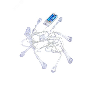 Гирлянда светодиодная "Капельки" 10LED 1.8+0.3м тепл. бел. акрил КОСМОС KOC_GIR-B112