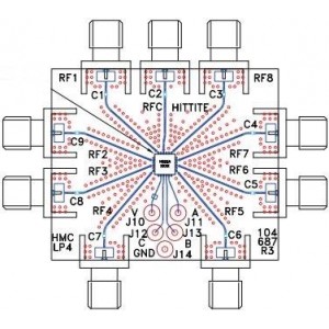 EV1HMC322ALP4, Радиочастотные средства разработки EVAL PCB ASSY