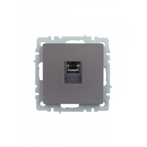 Розетка компьютерная СП RJ45 кат.5E BRITE РК10-БрС сталь IEK BR-K10-1-K46