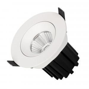 Светильник MS-ATOLL-BUILT-TURN-R94-10W Warm3000 (WH, 60 deg, 230V) 044603, Встраиваемый поворотный светильник даунлайт. Мощность 10 Вт, св. поток 750 лм, 75 лм/Вт, теплый 3000 K, CRI>90, угол 60°, напряжение питания 230 В. Белый круглый корпус из алюминия, экран PMMA, степень защиты IP54. Размер: диаметр 94 мм, высота 80 мм. Мон