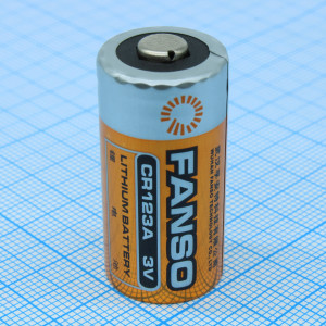 CR123A/S-10, Li, MnO2 батарея типоразмера 123A, 3В, 1.5Ач, стандартная форма, -40...85 °C