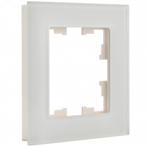 BRITE Рамка 1-мест. РУ-1-2-Бр стекло бел. матовый BR-M12-G-31-K01