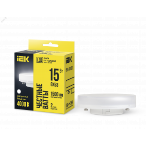 Лампа светодиодная Eco 15Вт T75 таблетка 4000К нейтр. бел. GX53 230В IEK LLE-T80-15-230-40-GX53