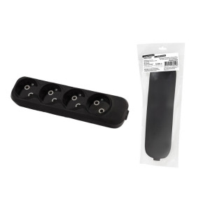 Колодка розеточная 4 гнезда 2П б/з 10А 250В черная серии " Народная" SQ1806-0428