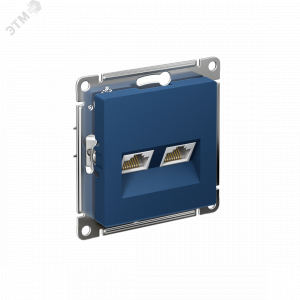 Розетка компьютерная 2-м AtlasDesign RJ45+RJ45 кат.5E механизм аквамарин SE ATN001185