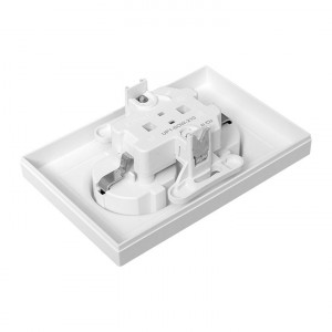Механизм розетки двойной, 16А, с заземлением, без шторок, с рамкой, белый Эпика EKF UP1-SOW-210