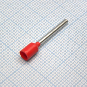 HE  1518  Red, наконечник кабельный торцевой трубчатый с изоляцией, L=24.4/18мм, сеч. пров. 1.5мм2