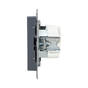 Механизм розетки, 16А, без заземления, со шторками, графит Эпика EKF UP1-SOG-101