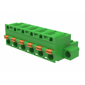 Розеточный разъем на кабель MC-RJ7.62H24P-K-0001, Розеточный разъем, прямой, на кабель, шаг: 7.62 мм, 24 полюса, фиксация провода Push-in, исполнение: с монтажными фланцами, 630V, 12A, цвет: зеленый